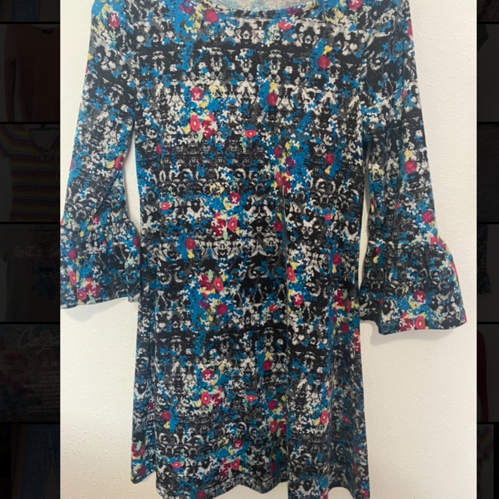 CityStreets Flared Sleeve Pattern Dress Girls XL